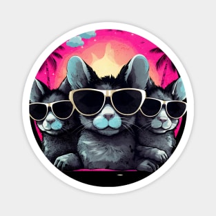 Retro Wave Chinchilla Group Magnet